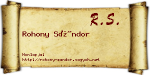 Rohony Sándor névjegykártya