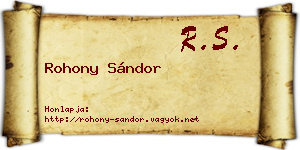 Rohony Sándor névjegykártya